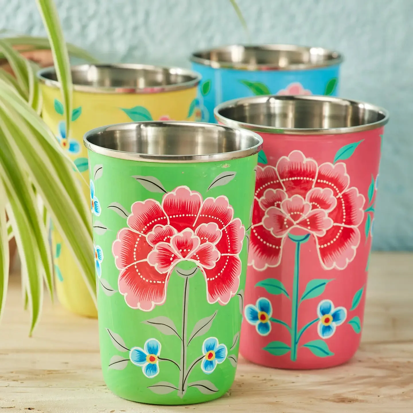 Chrysanthemum Hand Painted Enamel Tumbler
