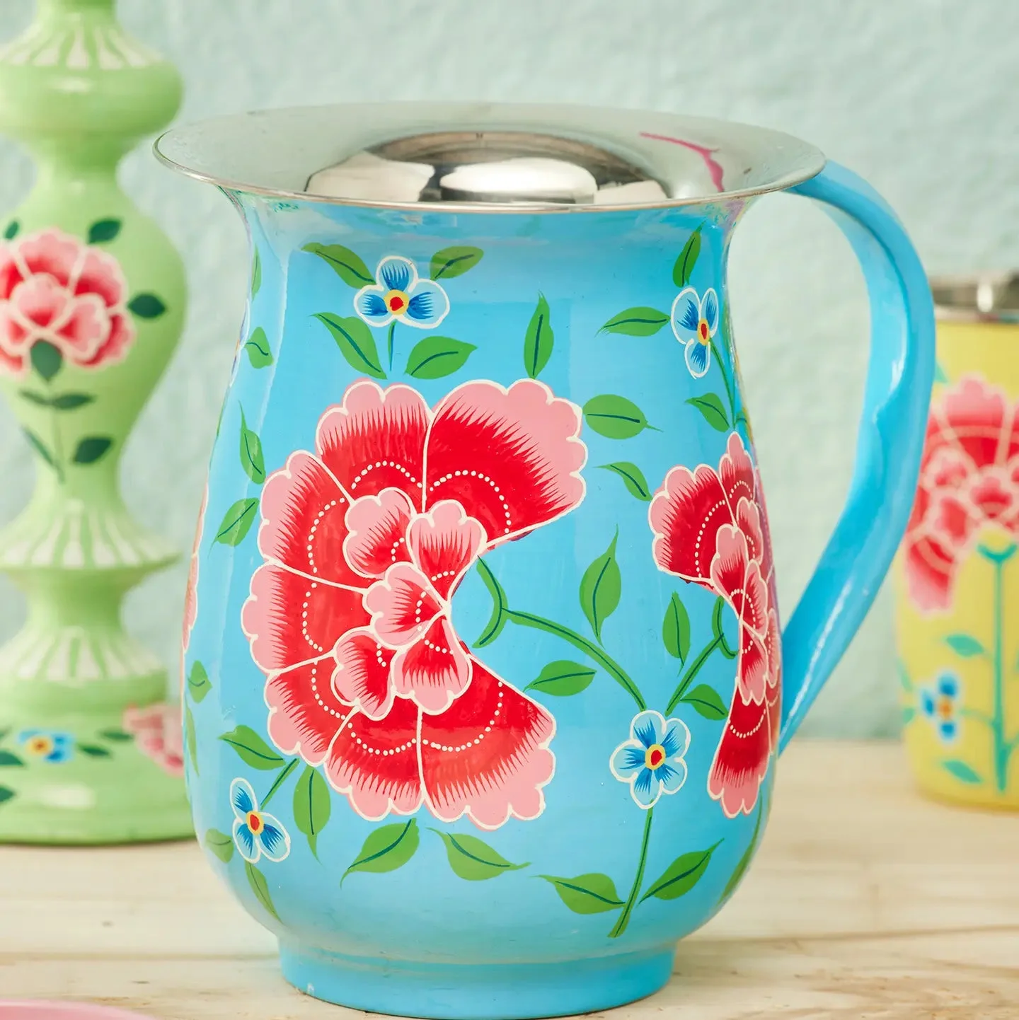 Crysanthemum Hand Painted Enamel Jug