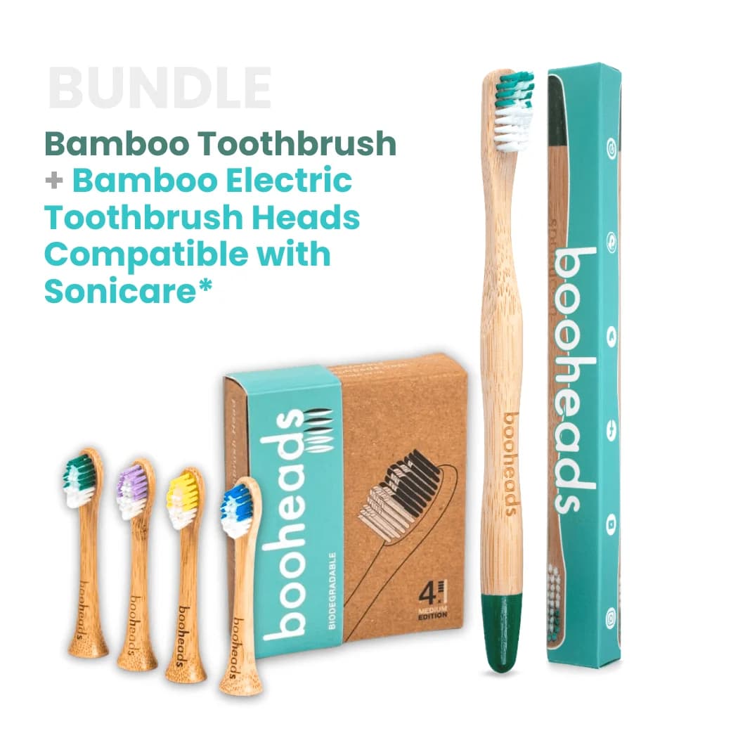 Bamboo Electric Toothbrush Heads and Bamboo Manual Toothbrush Bundle