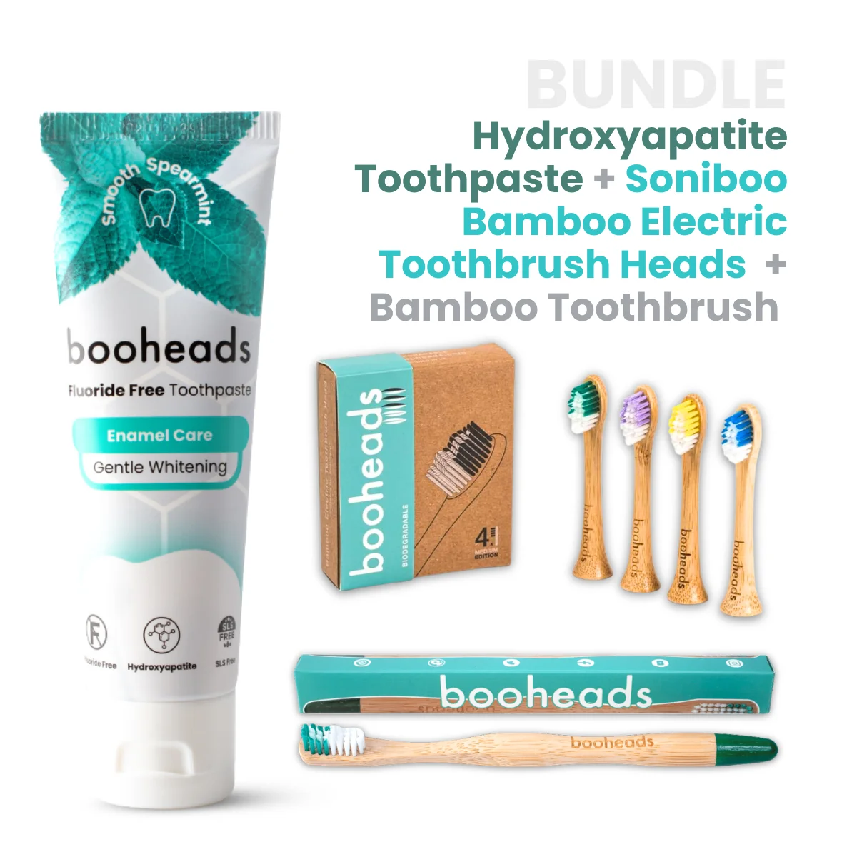 Hydroxyapatite Toothpaste, Bamboo Electric Toothbrush Heads and Bamboo Toothbrush Bundle – image 1
