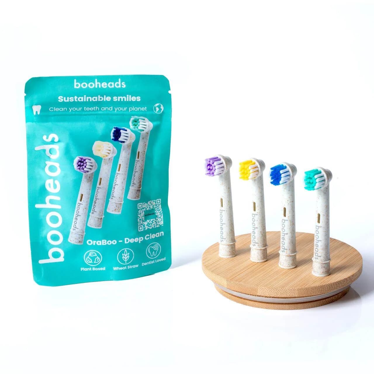 Oraboo - Wheat Straw Plant Based Electric Toothbrush Heads Compatible with OralB* 4PK