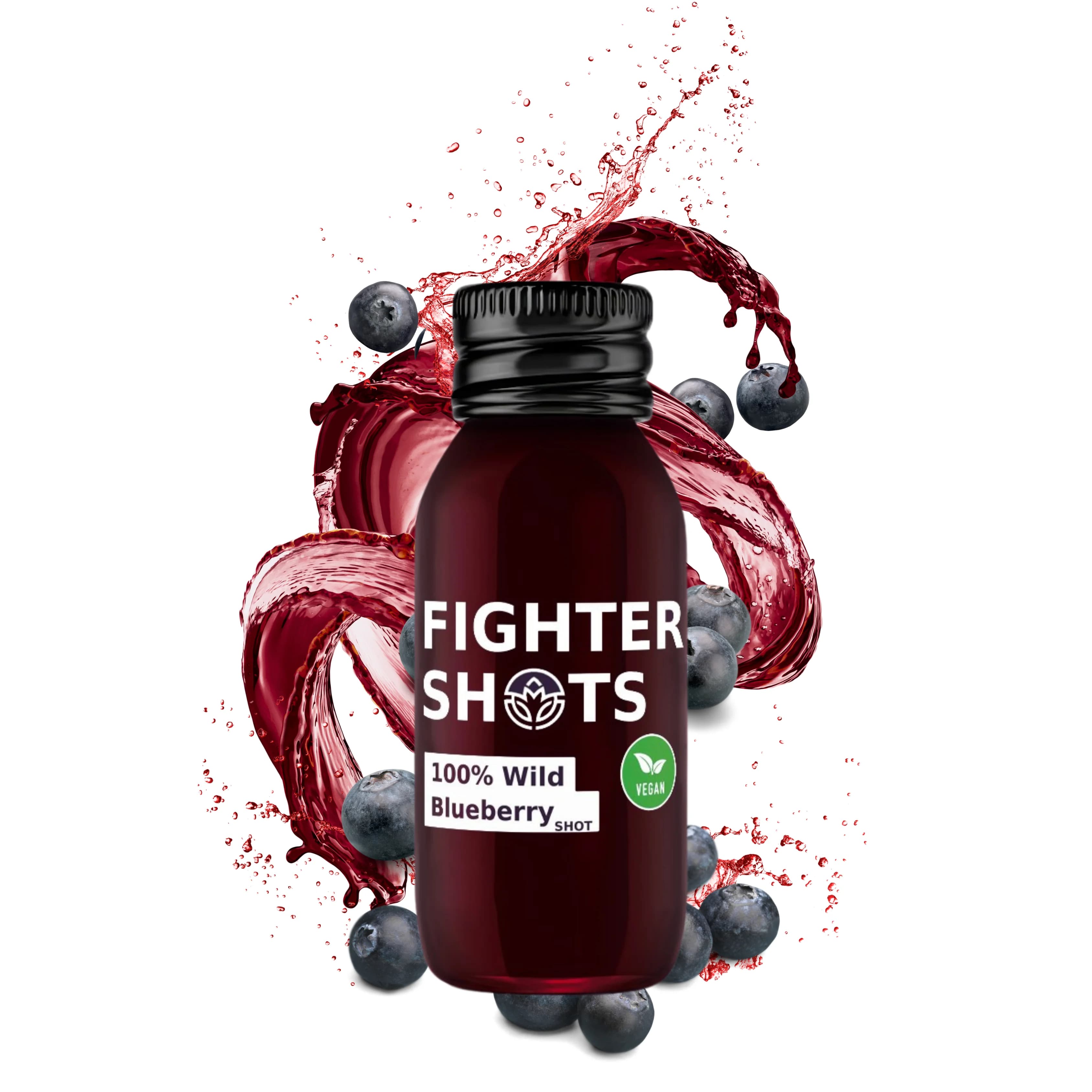 Fighter Shots Wild Blueberry Antioxidant Shot | Cold-Pressed | 100% Natural | 60ml | Single or 12-Pack