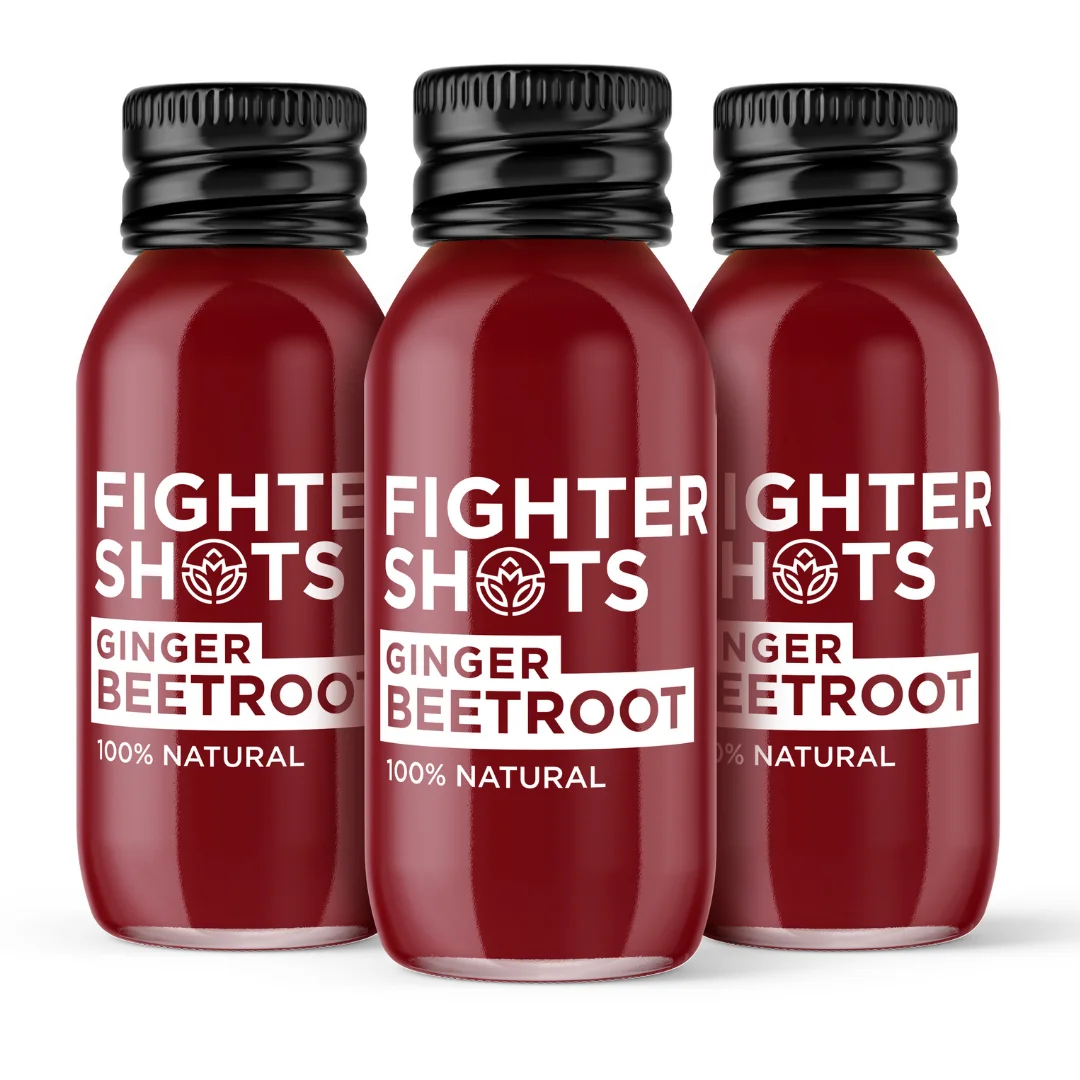 Fighter Shots Vegan Ginger + Beetroot Wellness Shot | Cold-Pressed | 60ml | Single, 6-Pack or 12-Pack (IT)