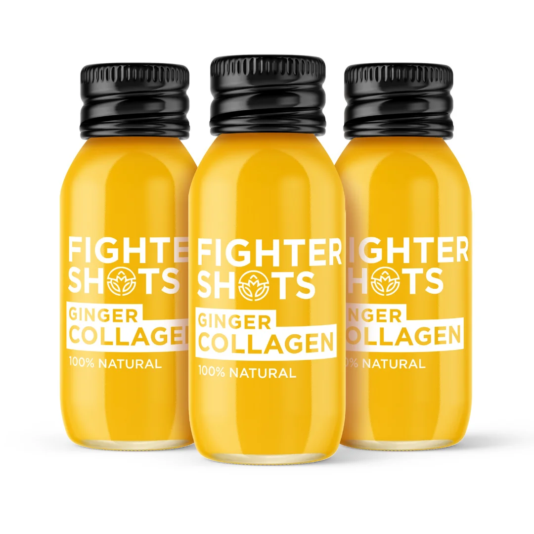 Fighter Shots Ginger + Marine Collagen Shot | 3,000mg Hydrolysed Collagen | 60ml | Single, 6-Pack or 12-Pack (IT)