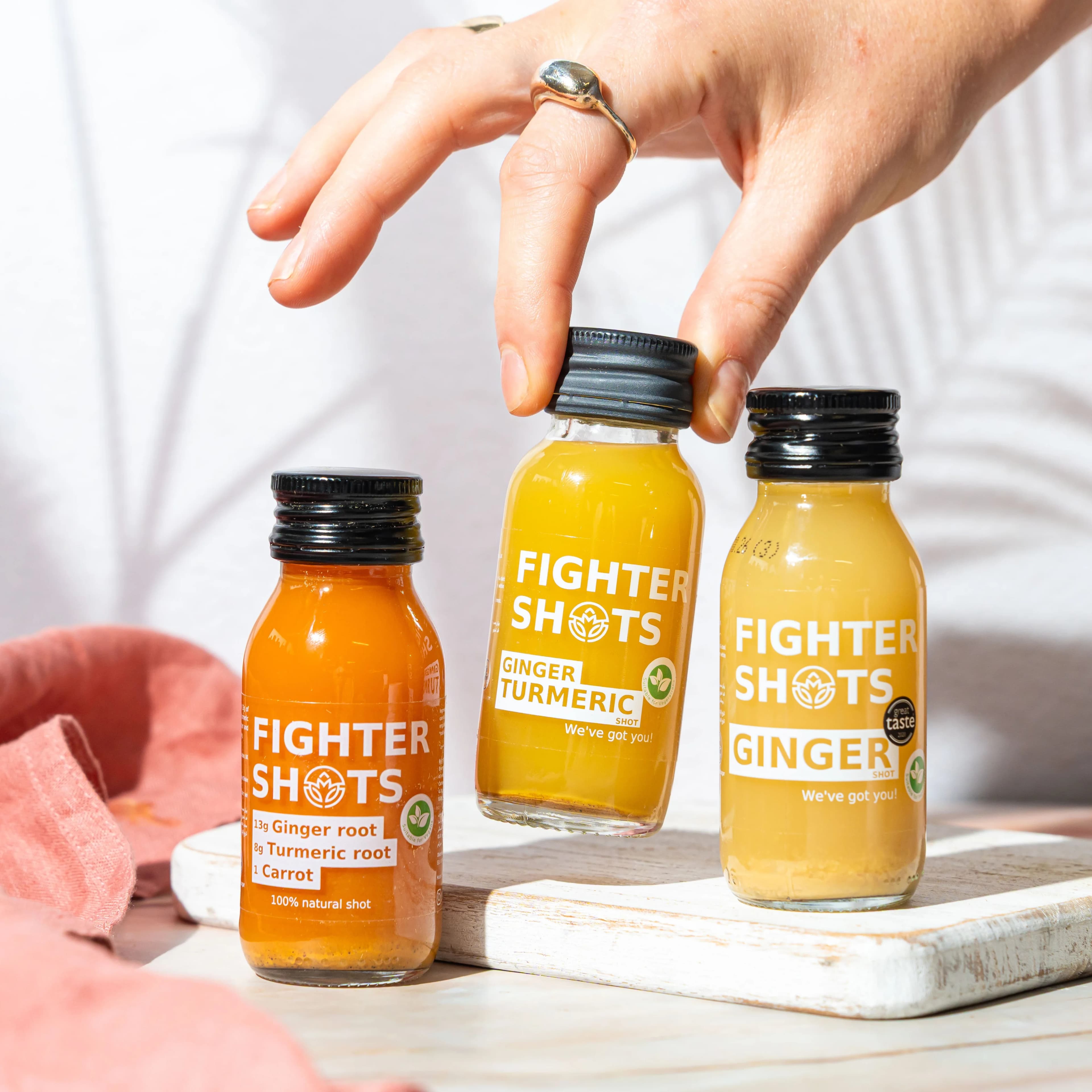 Fighter Shots Ginger + Turmeric Wellness Shot | 60ml | Single, 6-Pack or 12-Pack (USA)