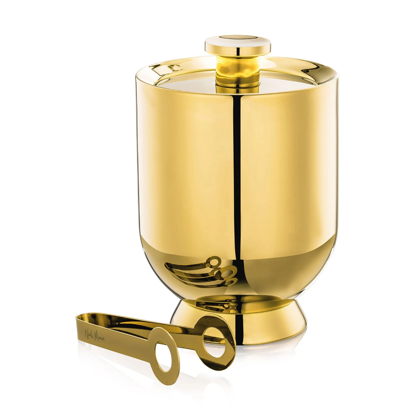 Trombone Ice Bucket & Tongs Gold