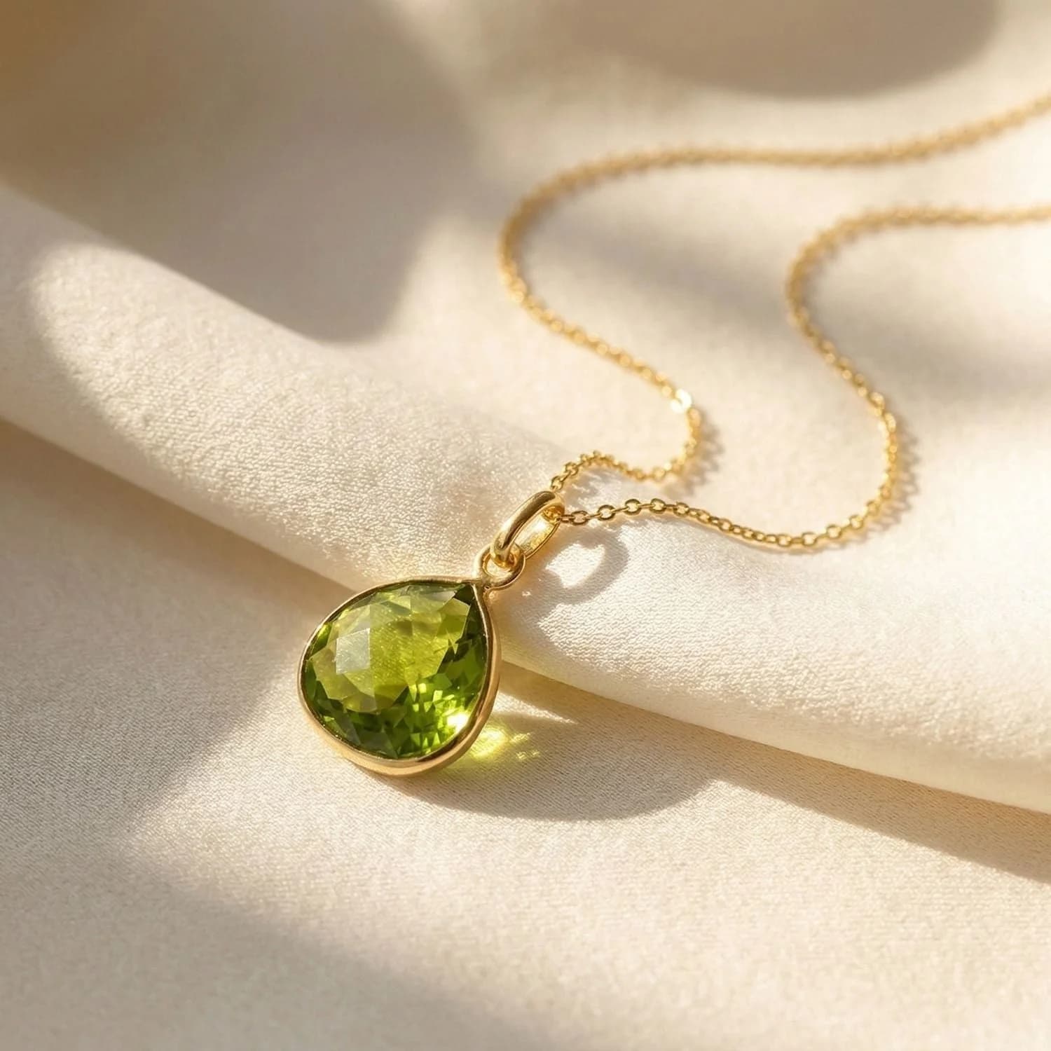 18ct Gold Vermeil Peridot August Birthstone Necklace – image 1