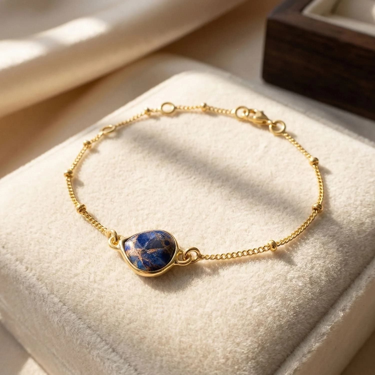 18ct Gold Vermeil Plated Adjustable Sapphire Bracelet