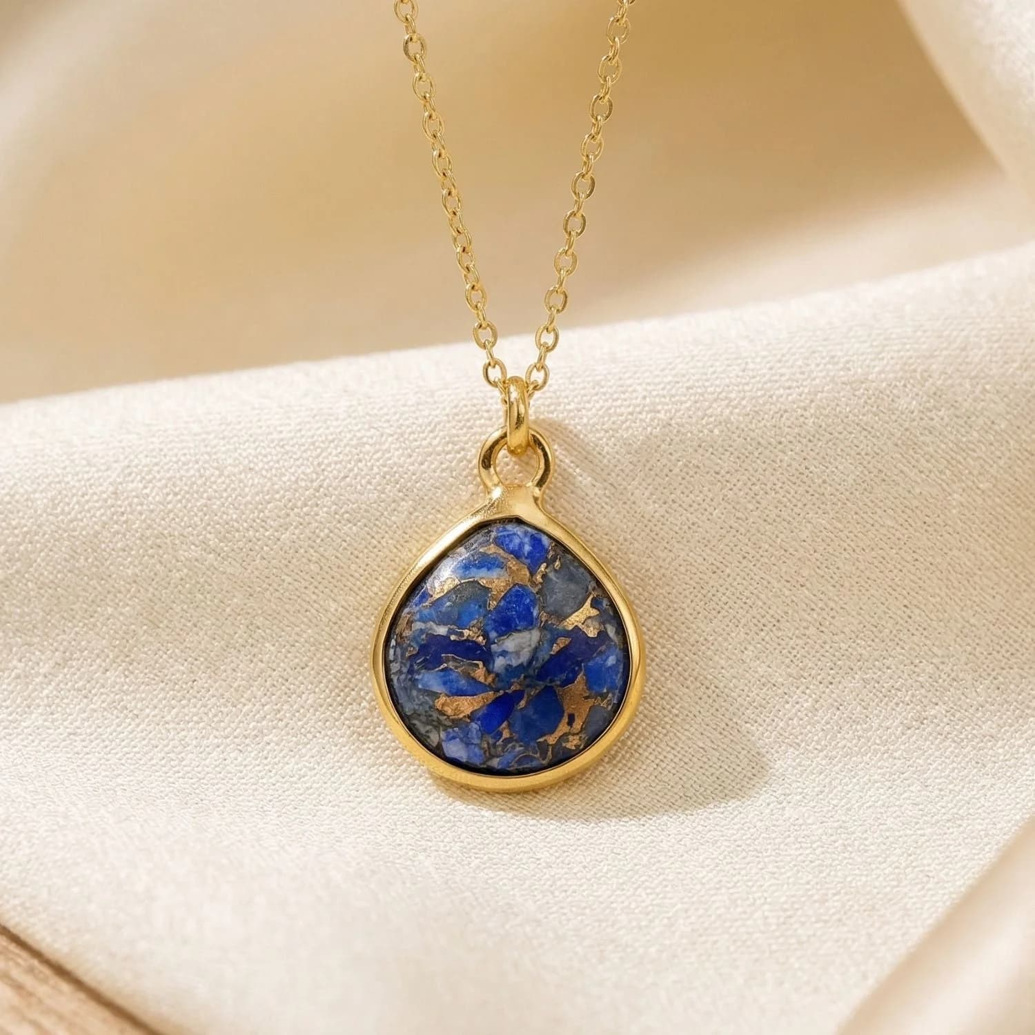 18ct Gold Vermeil Lapis Lazuli Gemstone Necklace – image 1