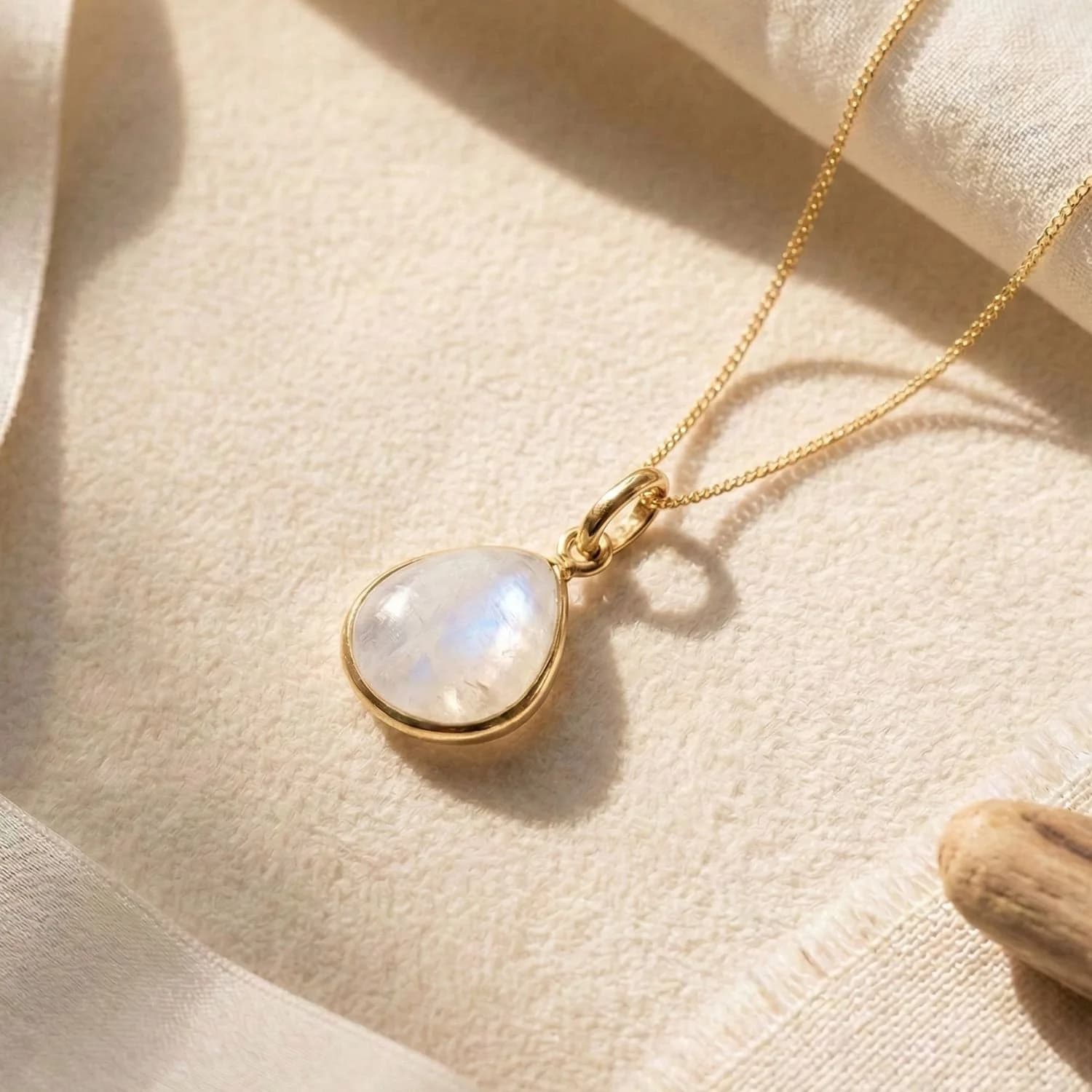 18ct Gold Vermeil Moonstone June Birthstone Necklace – image 1