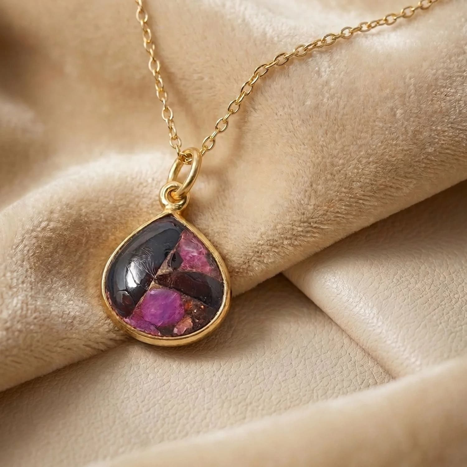 18ct Gold Vermeil Plated Ruby Necklace