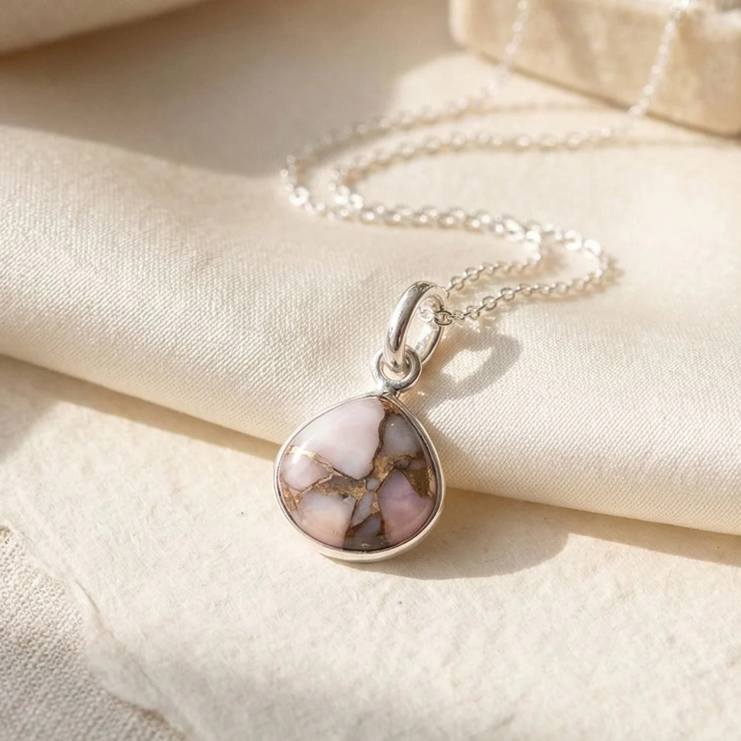 925 Sterling Silver Opal October Birthstone Necklace – image 1