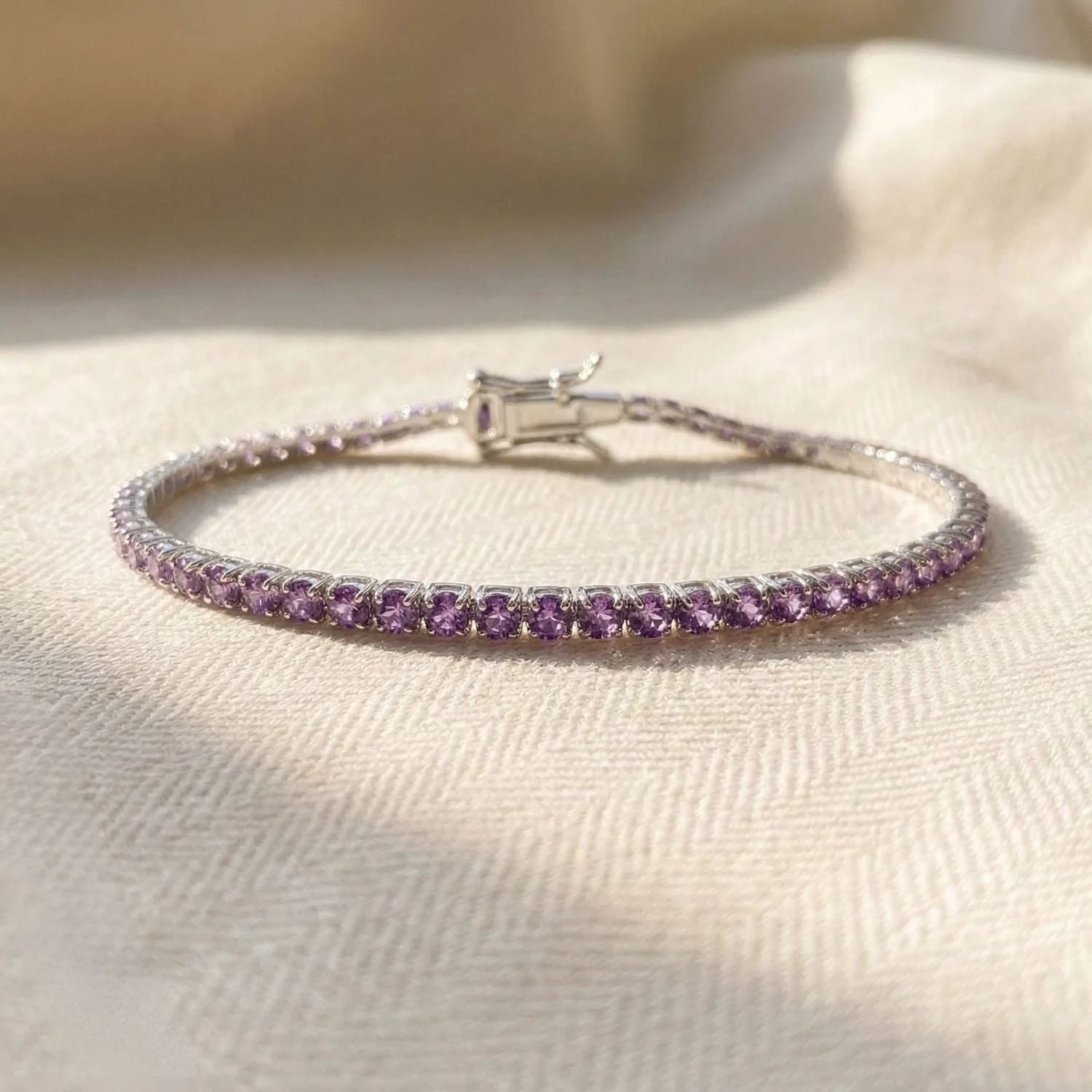 Alexandrite June Birthstone Sterling Silver Tennis Bracelet