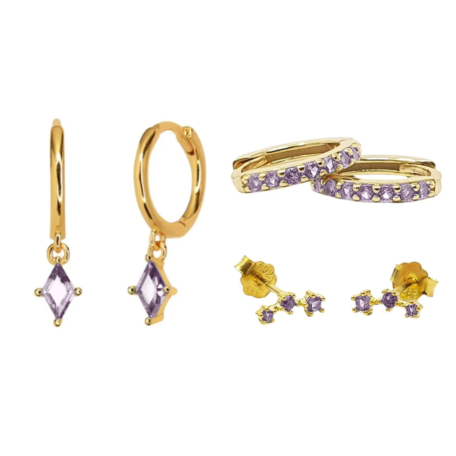 Alexandrite June Birthstone Gold Plated Earrings – image 1