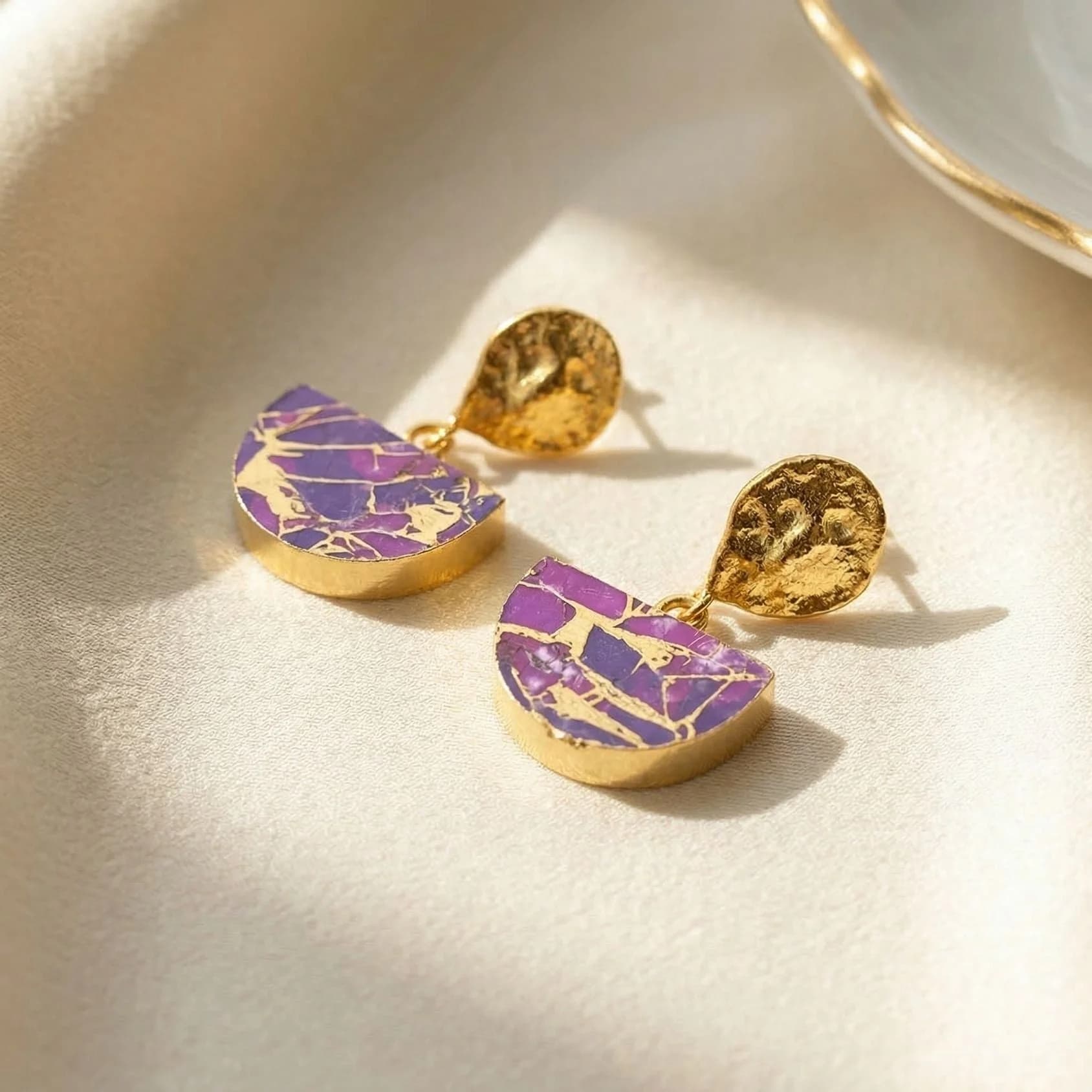 Amethyst February Birthstone Statement Earrings – image 1