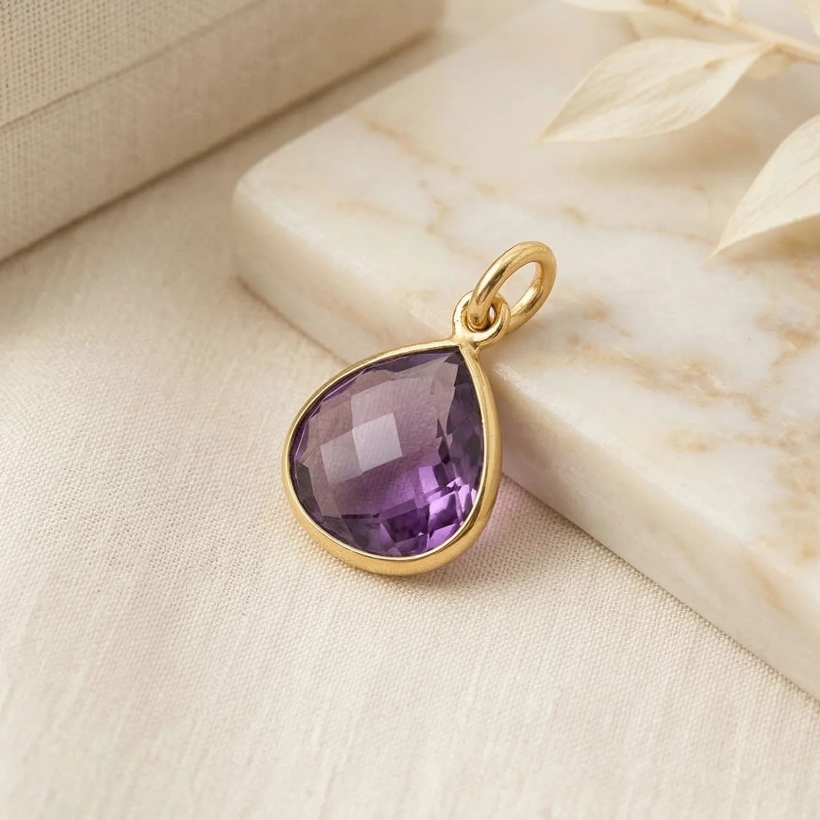 Amethyst February Gemstone Gold Vermeil Plated Pendant