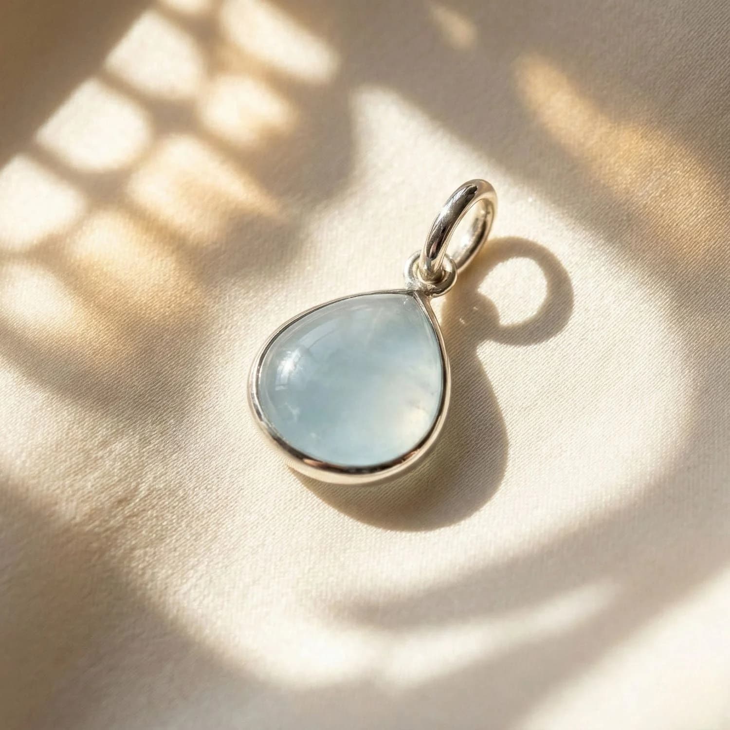 Aquamarine March Birthstone Bezel Sterling Silver Pendant – image 1