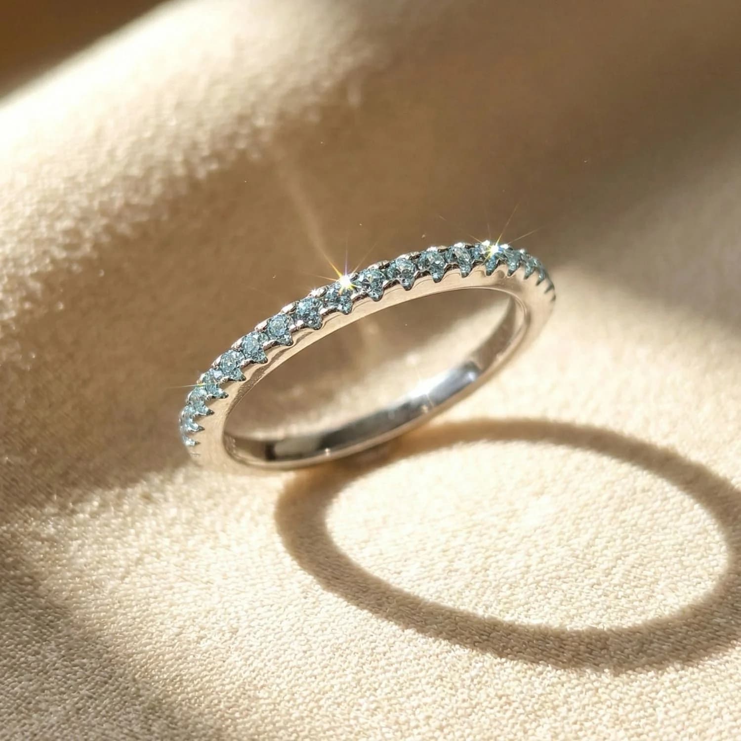 Aquamarine March Birthstone Crystal Sterling Silver Ring