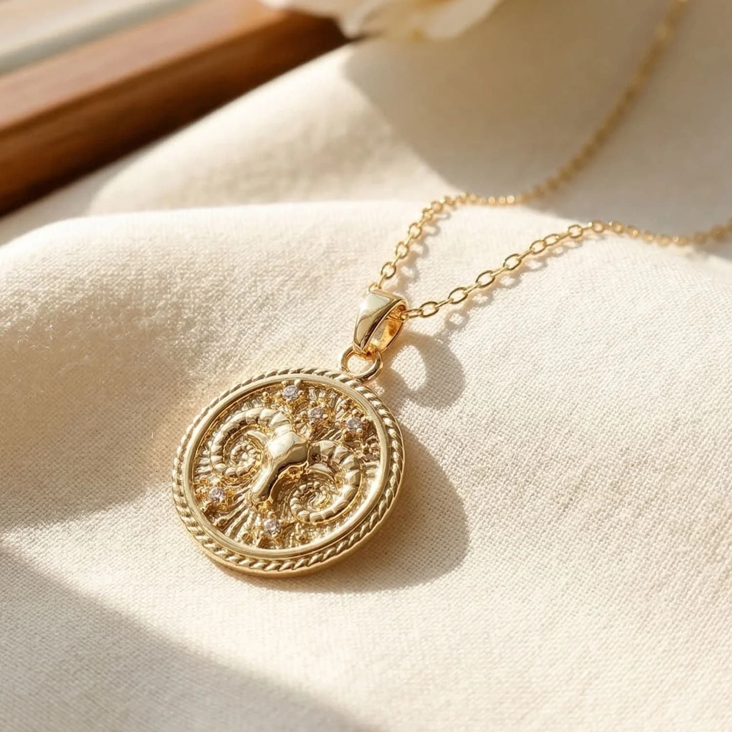 Aries Gold Plated Zodiac Pendant Necklace – image 1