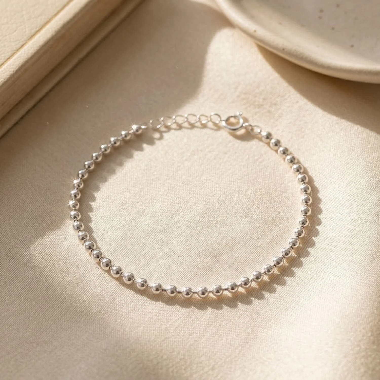 Ball Bead Chain Sterling Silver Bracelet – image 1