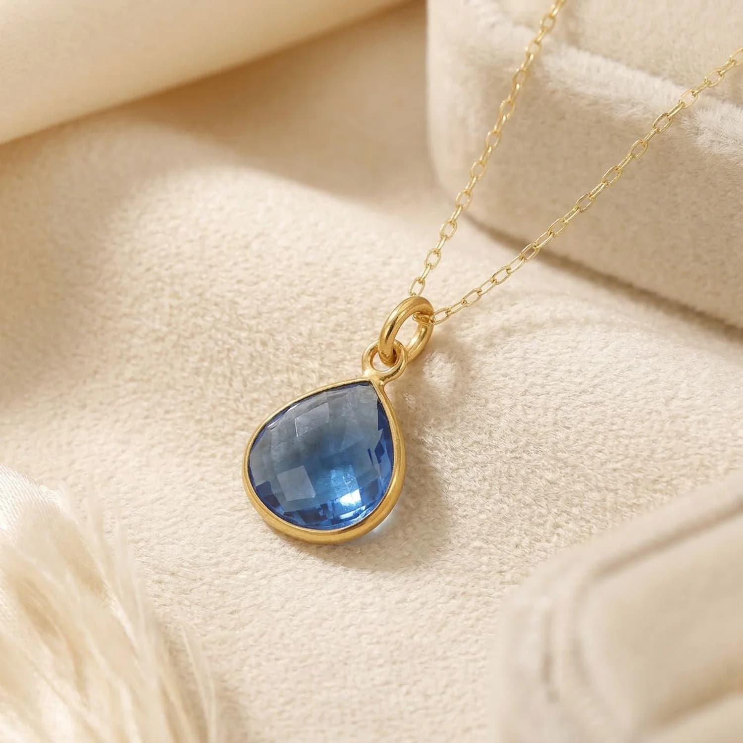 Blue Topaz December Birthstone Charm Necklace – image 1