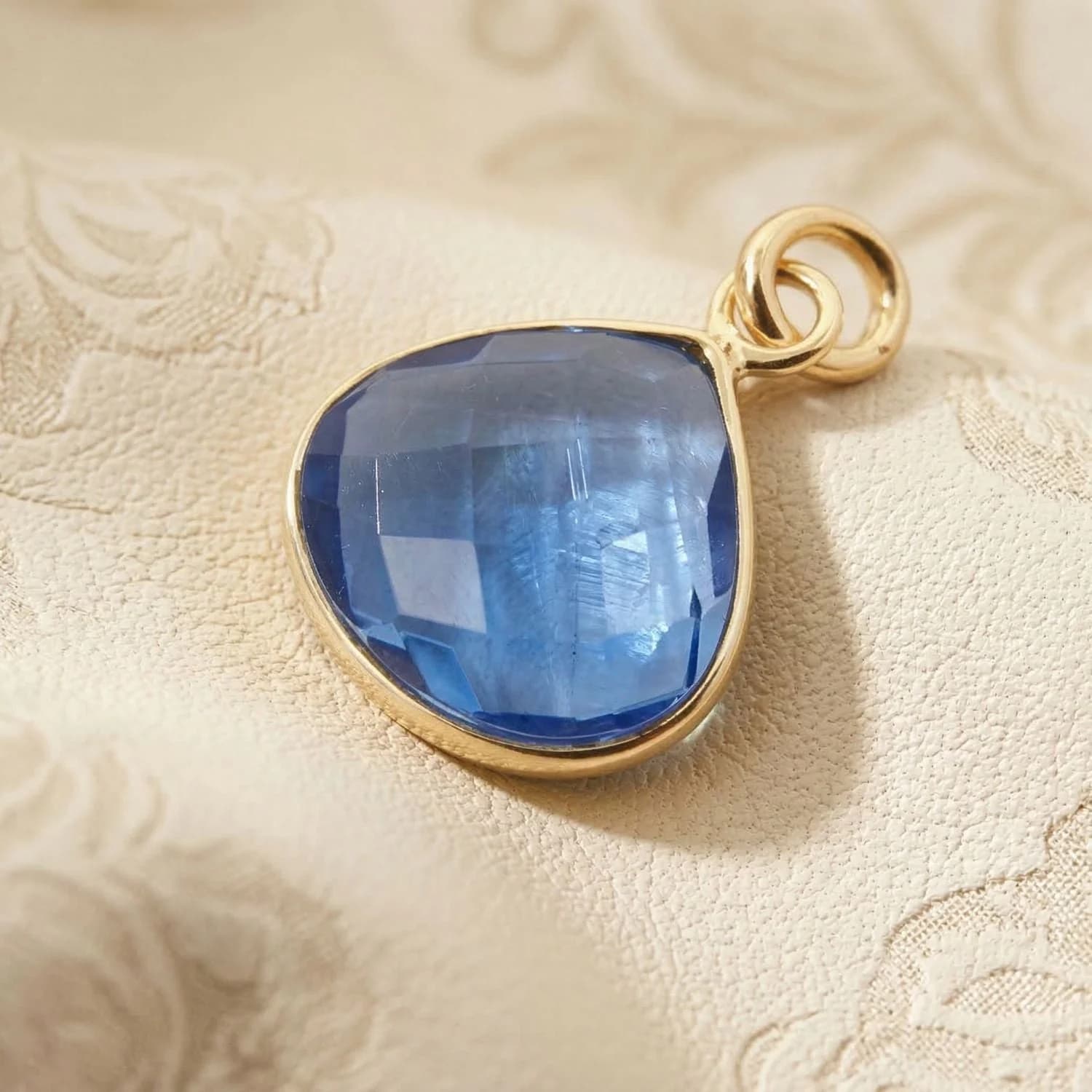 Blue Topaz December Birthstone Gold Vermeil Heart Pendant