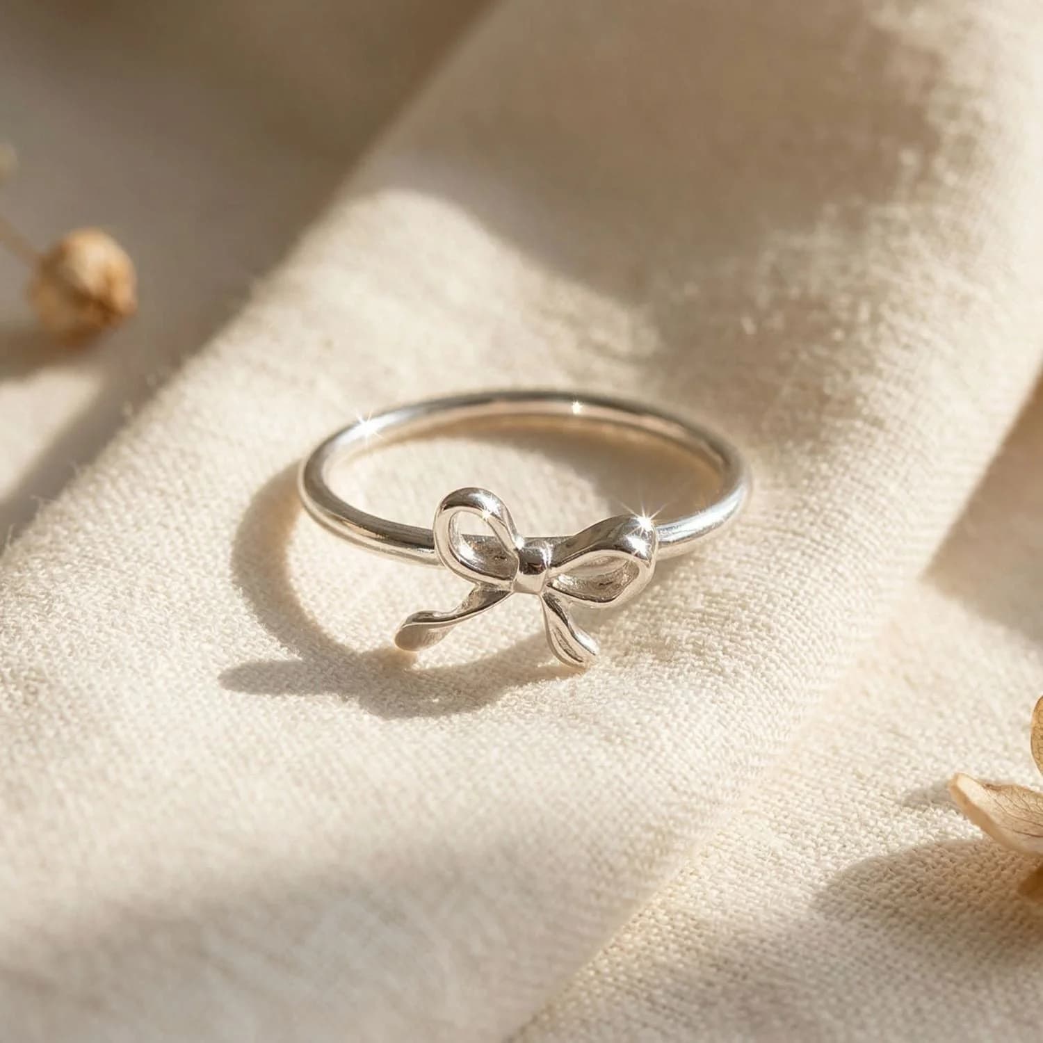 Bow Tie Bowknot Thin Sterling Silver Stacking Ring