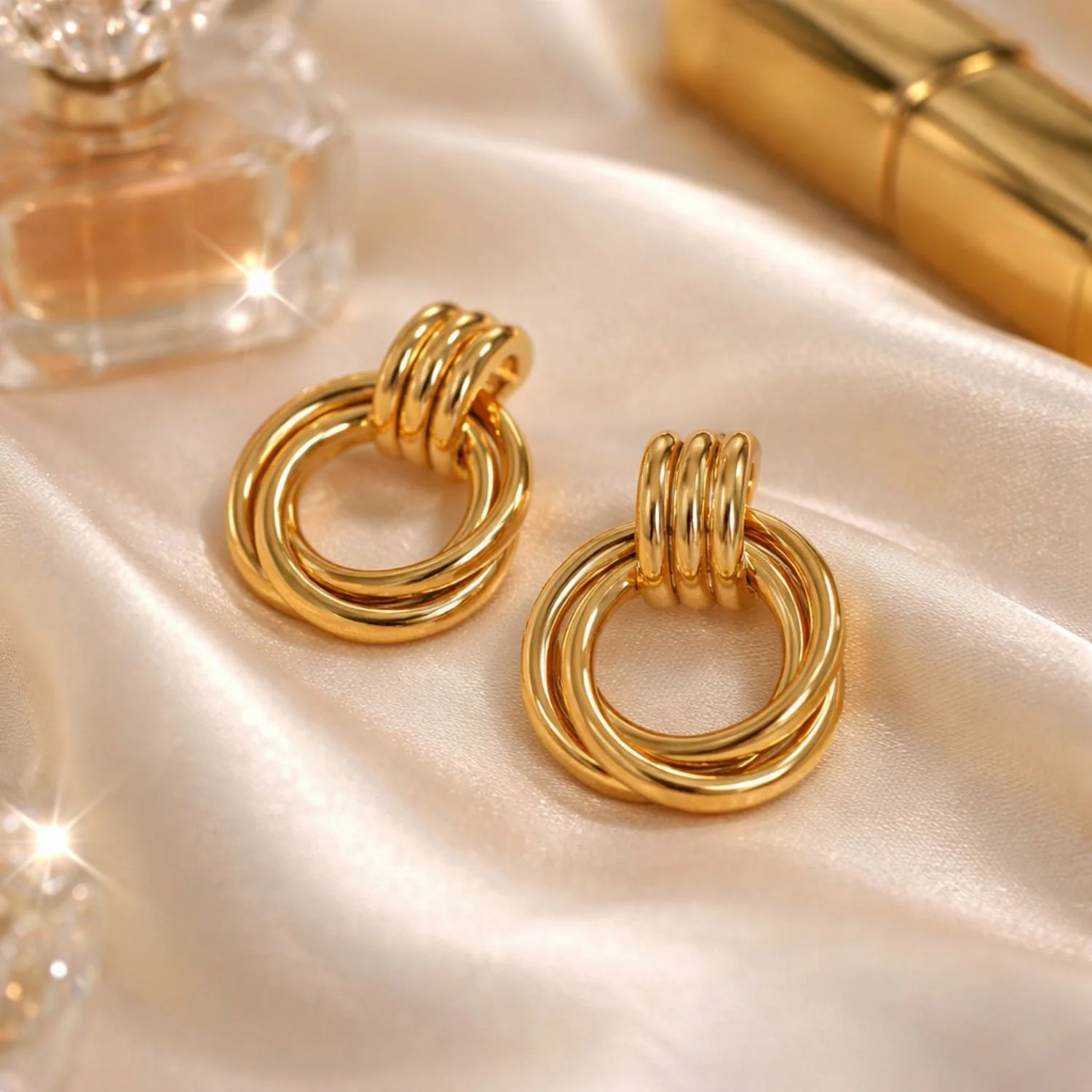 Chunky Knot Interlocking Hoop Stud Earrings