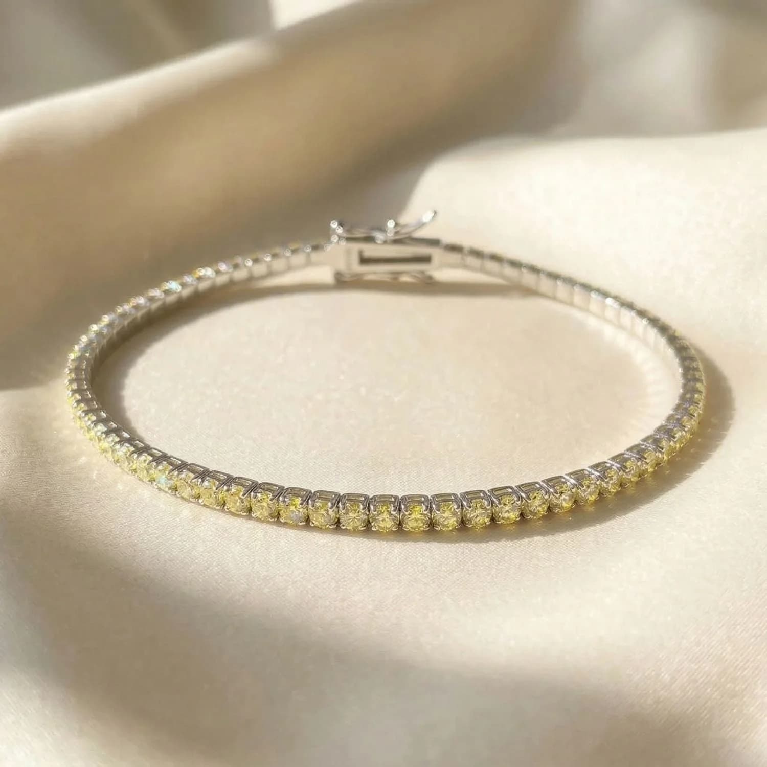 Citrine Gemstone Silver Tennis Bracelet – image 1