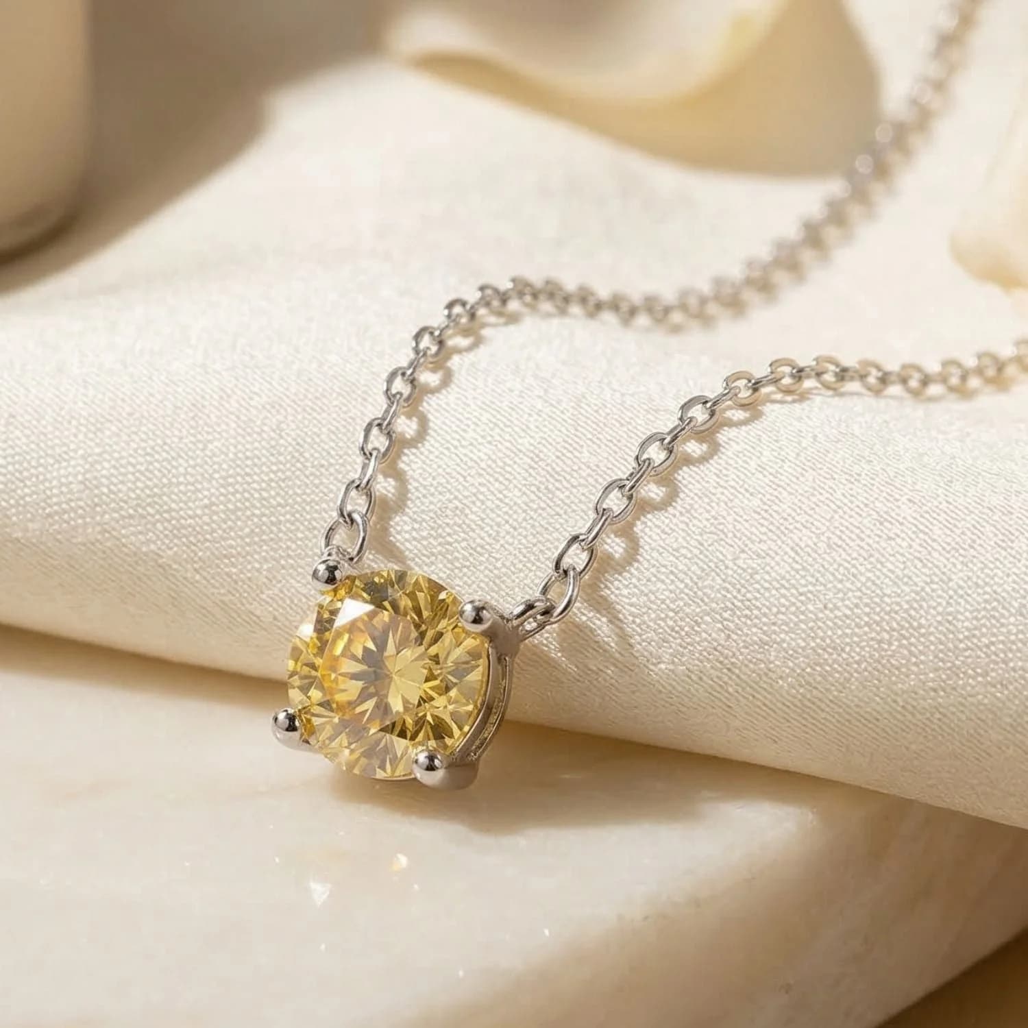 Citrine Moissanite Crystal Sterling Silver Necklace – image 1