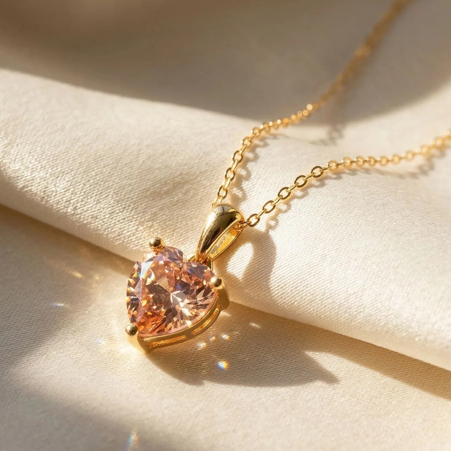Citrine November Birthstone Love Heart Pendant Necklace – image 1