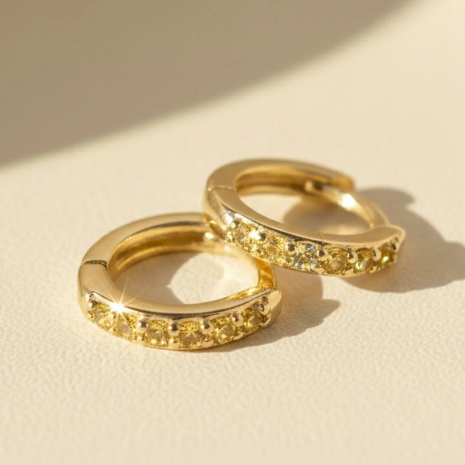 Citrine November Birthstone Small Huggie Hoop Earrings – image 1