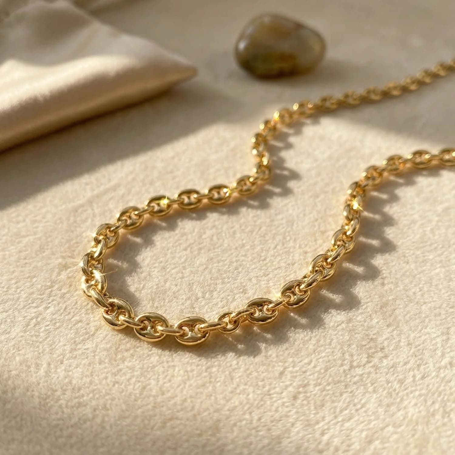 Coffee Bean Gold Plated Chain Necklace Luxe – image 1