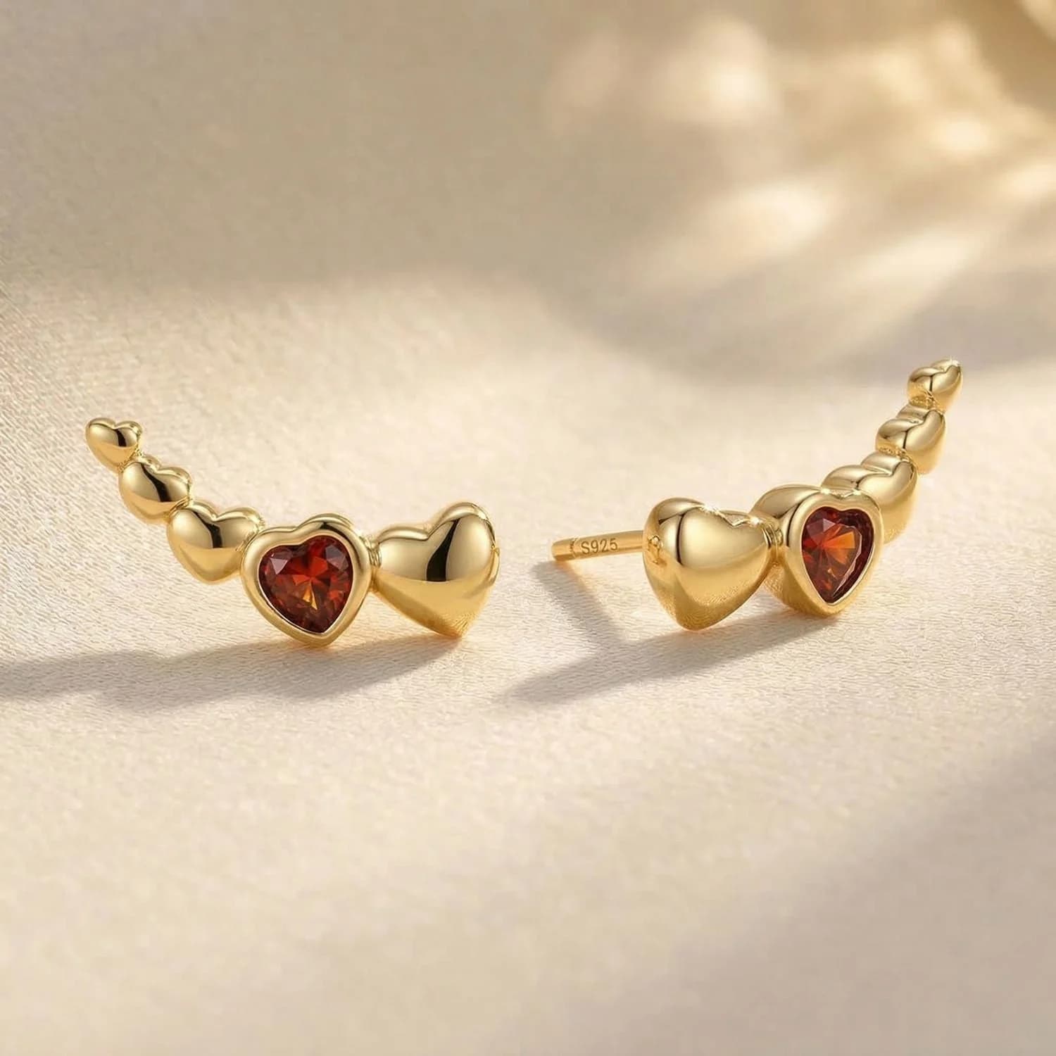 Dainty Love Heart Gold Plated Stud Earrings