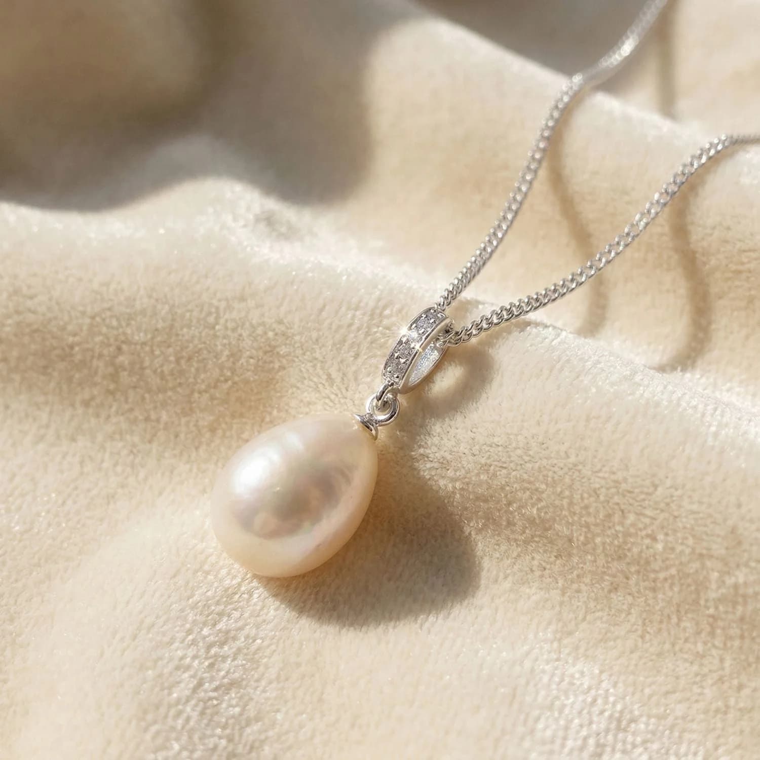 Dainty Pearl Pendant Sterling Silver Necklace – image 1