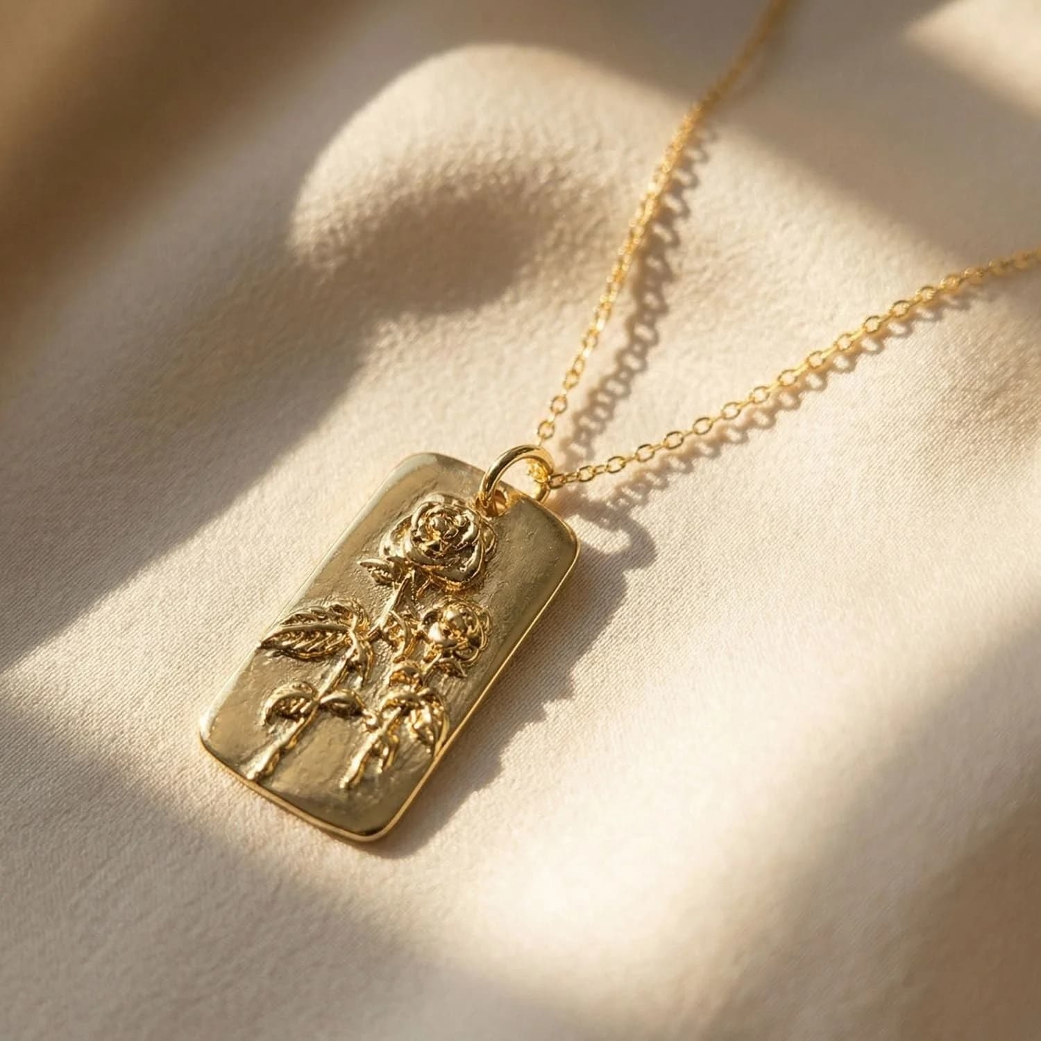 Dainty Rose June Birth Floral Charm Necklace – image 1