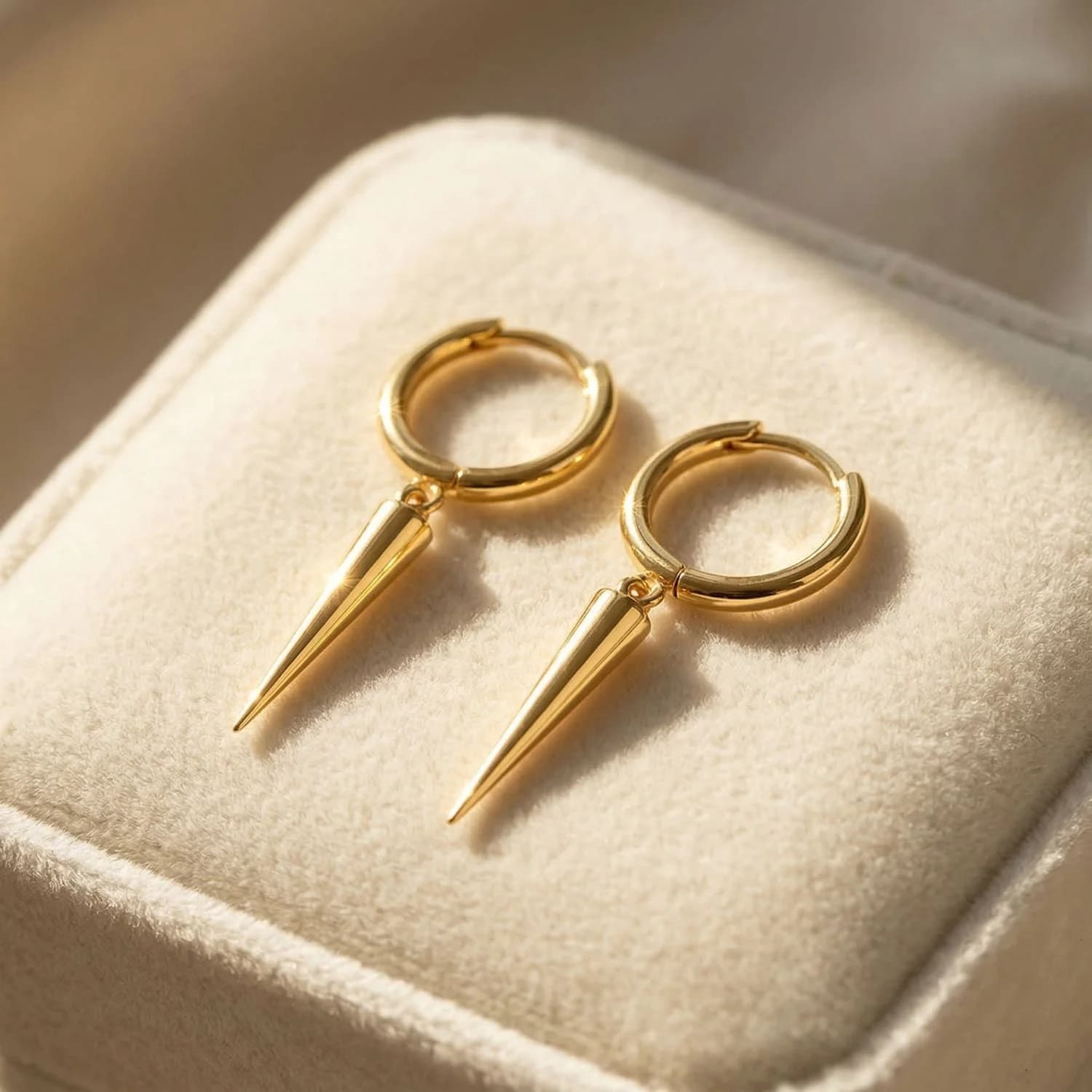 Dainty Spike Huggie Small Hoop Gold Plated Earrings – image 1