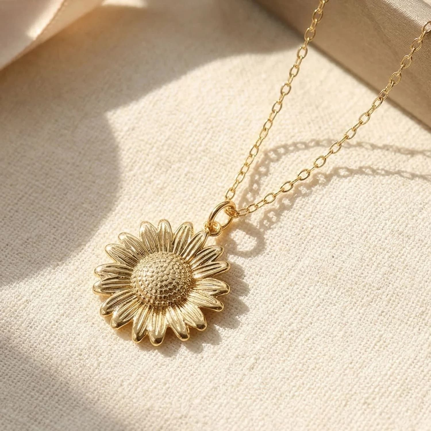 Dainty Sun Flower Charm Gold Plated Necklace