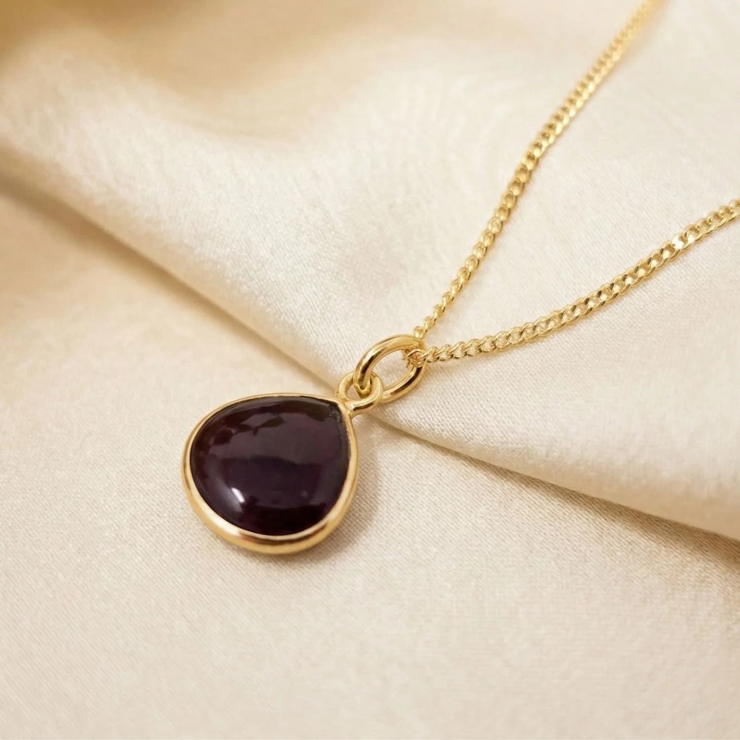 Dark Ruby 40th Birthday Gold Vermeil Necklace – image 1
