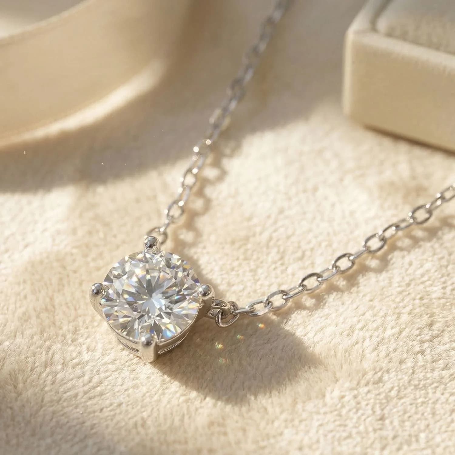 Diamond Moissanite Crystal Sterling Silver Necklace – image 1