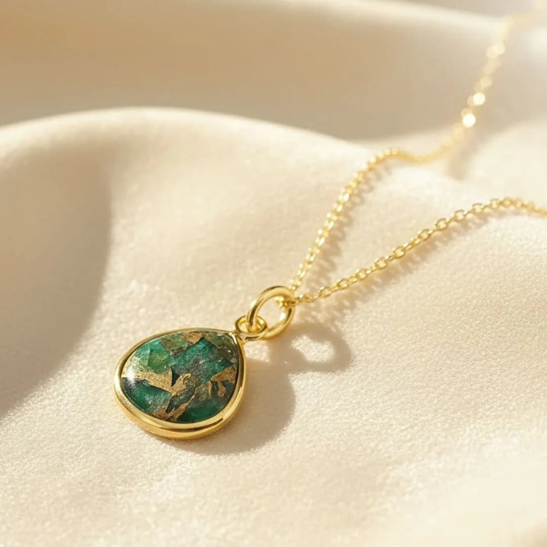 Emerald May Birthstone Gold Plated Necklace – image 1