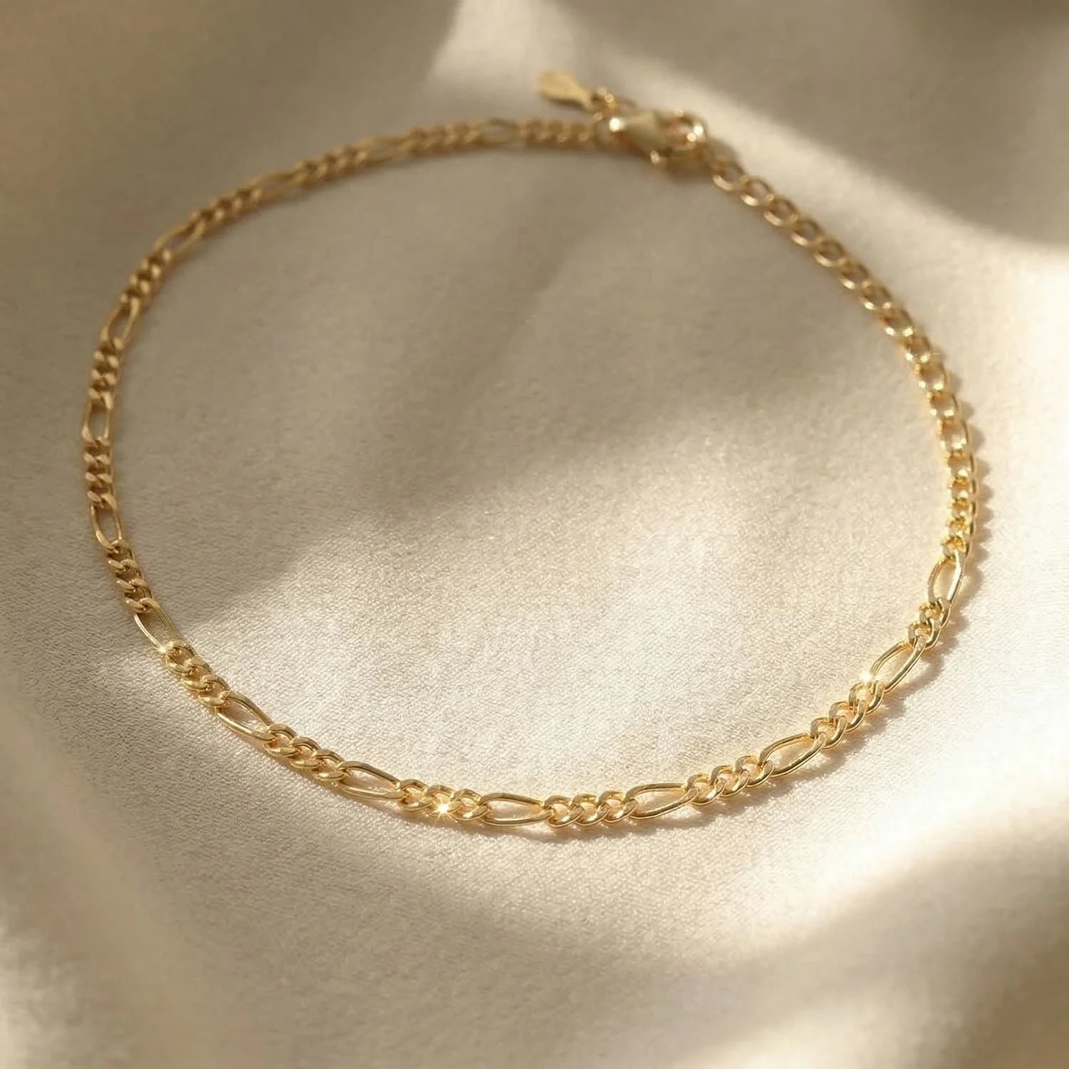 Gold Plated Everyday Figaro Chain Stacking Bracelet