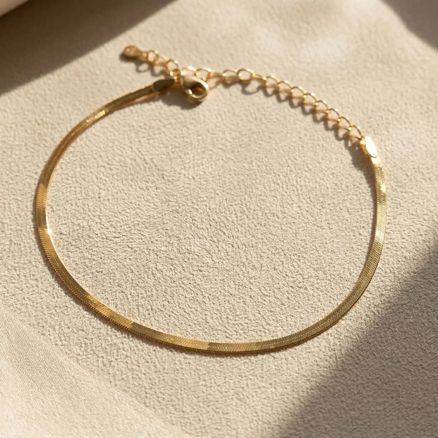 Gold Plated Herringbone Chain Bracelet – image 1