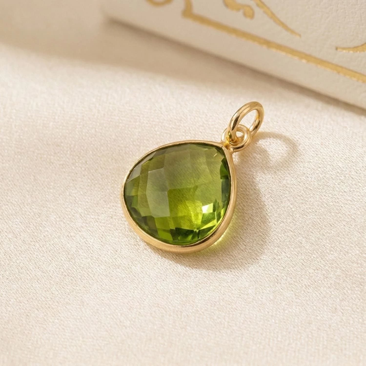Gold Plated Shiny Peridot August Birthstone Pendant
