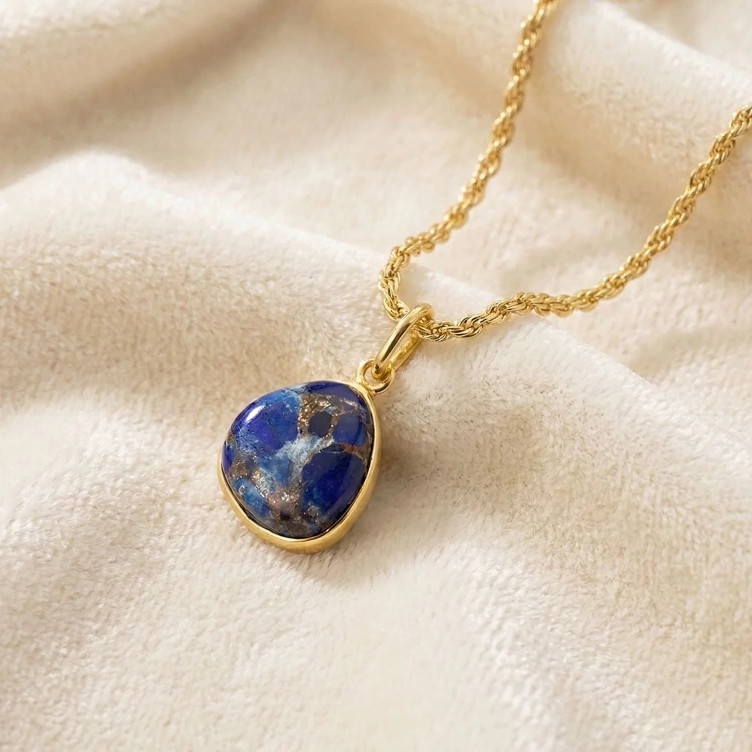 Gold Vermeil Sapphire September Birthstone Rope Necklace – image 1