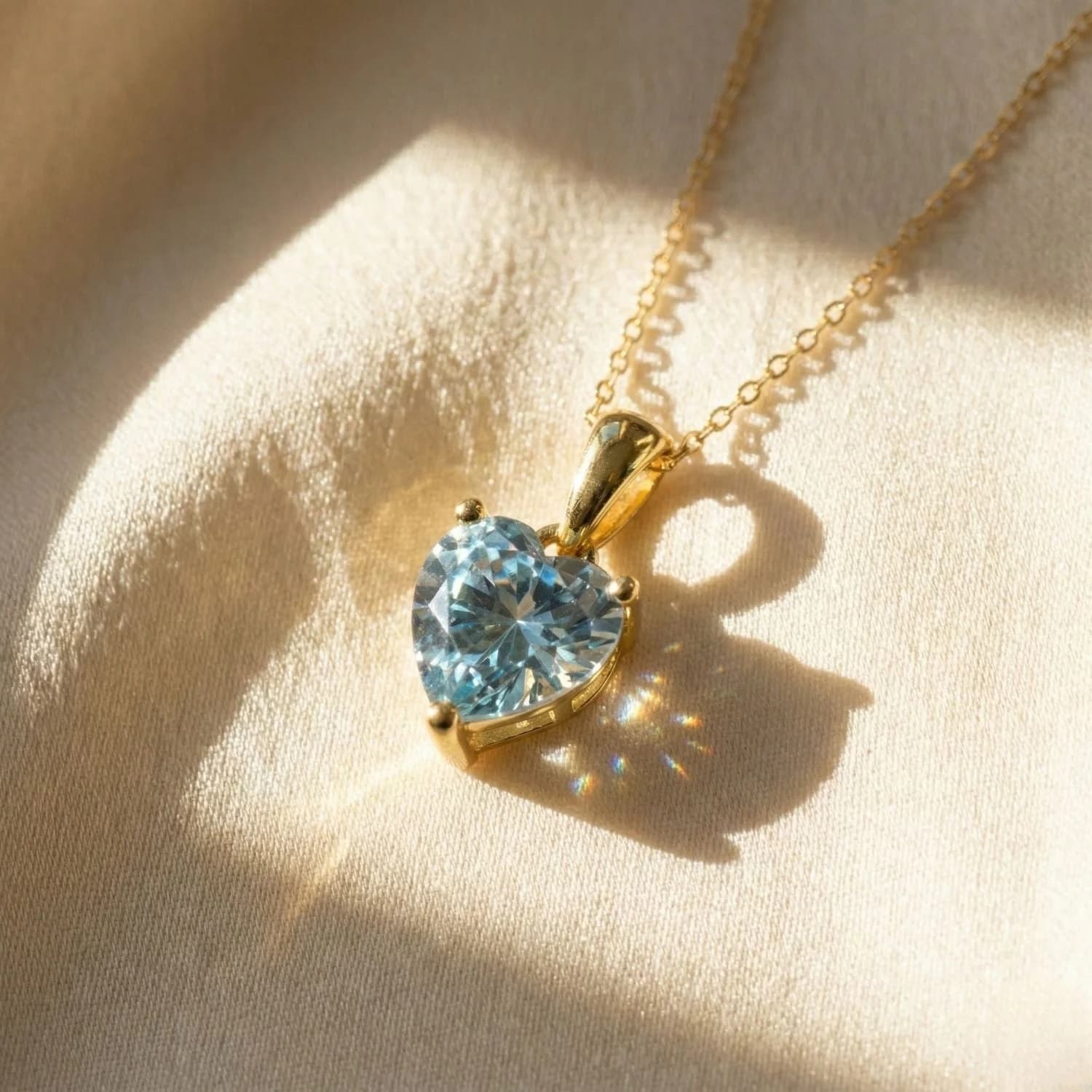 Heart Aquamarine March Birthstone Necklace – image 1