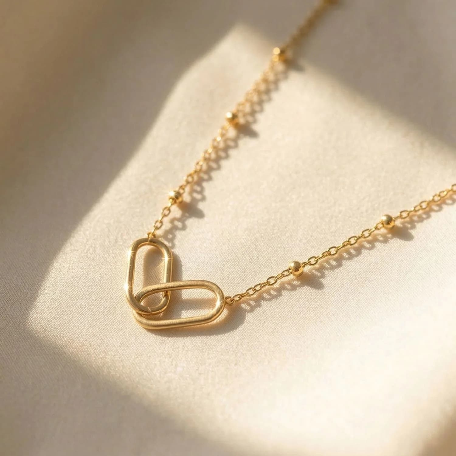 Interlocking Paperclip Infinity Gold Plated Necklace