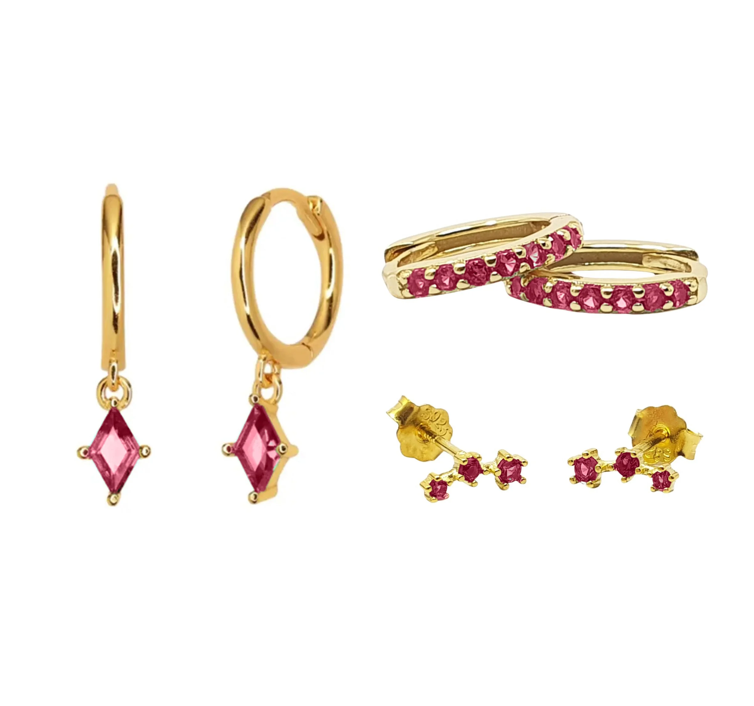 Ruby Birthstone Earrings Gift Set – image 1