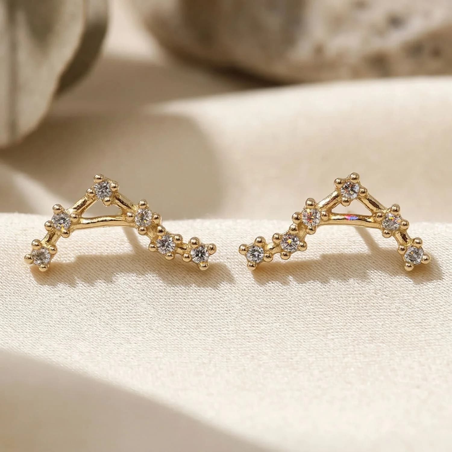 Libra Star Sign Constellation Tiny Earrings – image 1