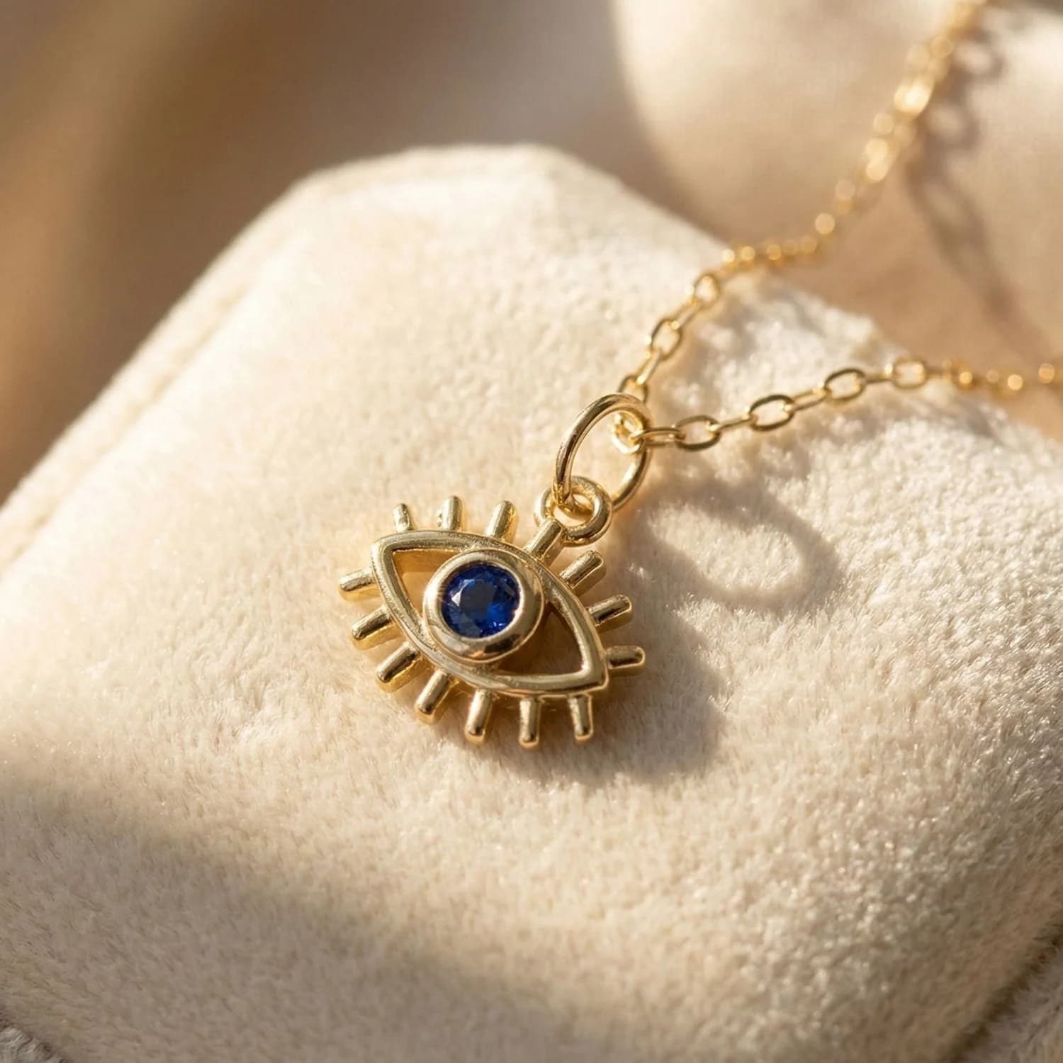 Mini Evil Eye Dark Blue Gold Plated Charm Necklace – image 1
